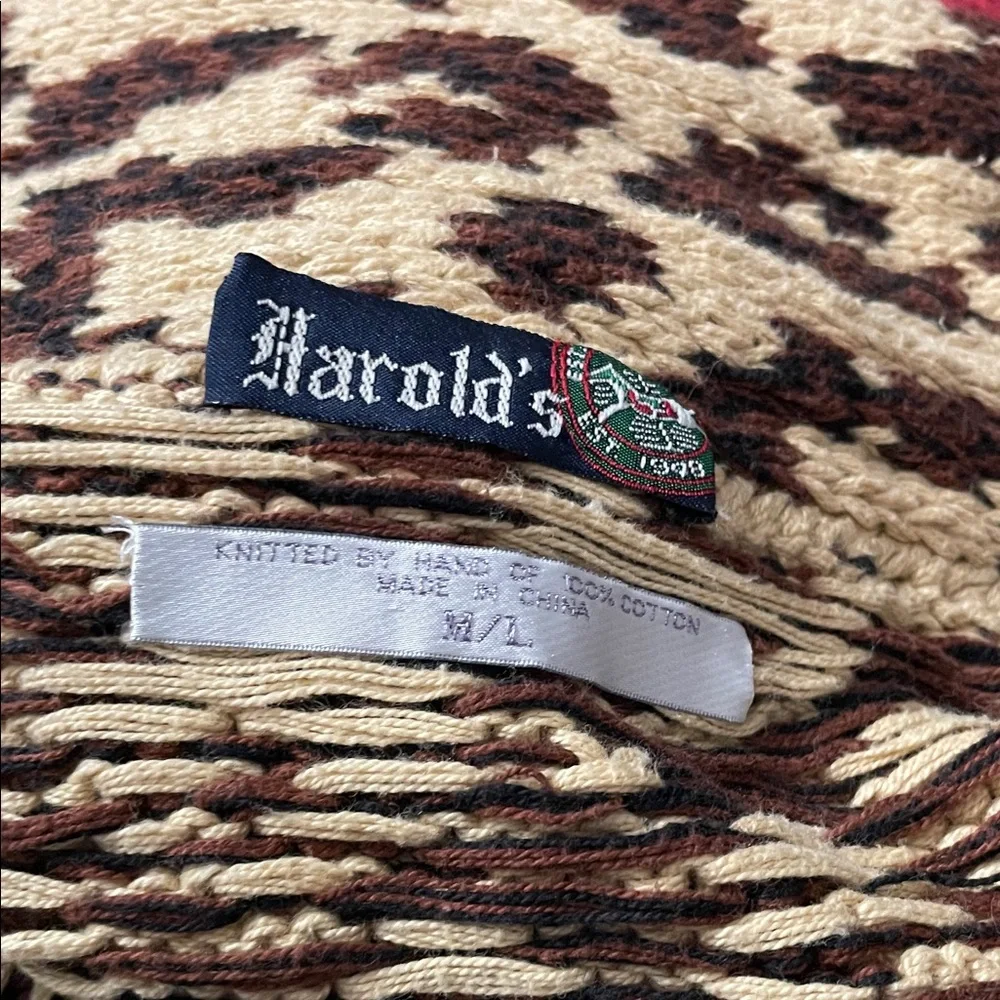 Harold’s vintage knitted by hand leopard grandpa sweater, whipped stitch design - Picture 2 of 8